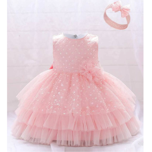 Blush Polka Dot Tulle Dress Kids Cloth