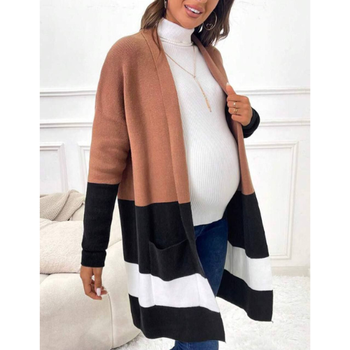 Cozy Contrast Knit Maternity Wear