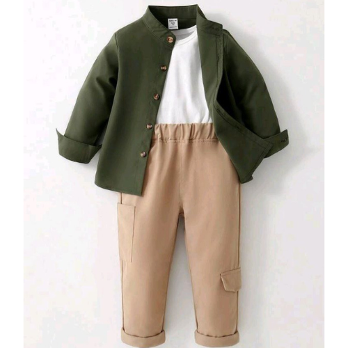 Casual Utility Chic Outfit Kids' Cloth(WITHOUT T-SHIRT)