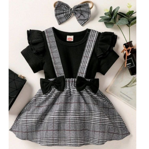 Plaid Playfulness Baby Girls Dress Kids Cloth