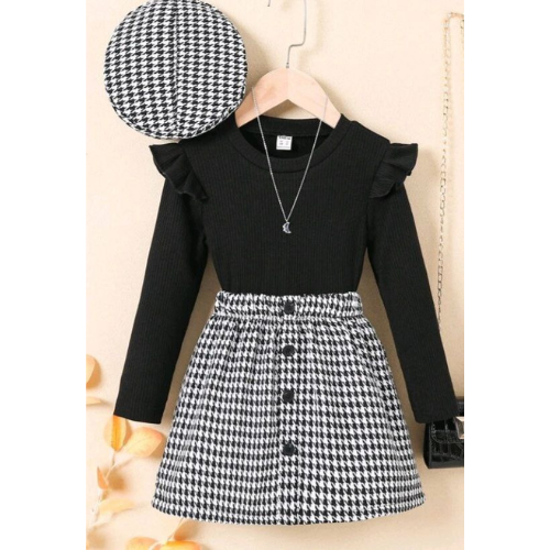Trendy Monochrome Baby Girls Dress Kids' Cloth(WITHOUT BAG)