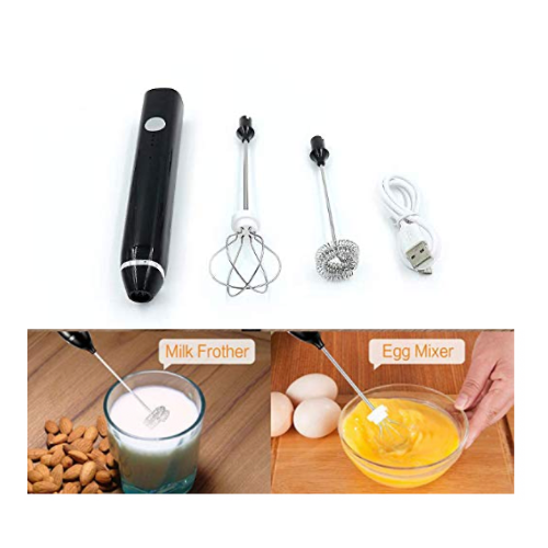 1pc 2 In 1 Electric Milk Frother Whisk Rechargeable Milk Frother Drink  Mixer With 2 Stainless Steel Whisk 3 Speed Adjustable Coffee Frother, Don't Miss These Great Deals