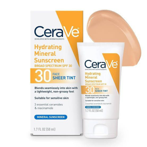 CeraVe  Hydrating Mineral Sunscreen SPF 30 Face Sheer Tint