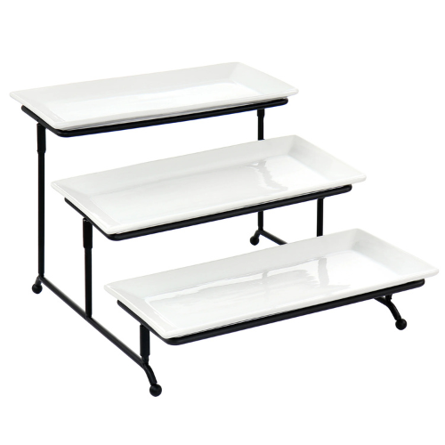 3 Tier serving stand with 3 porcelain
